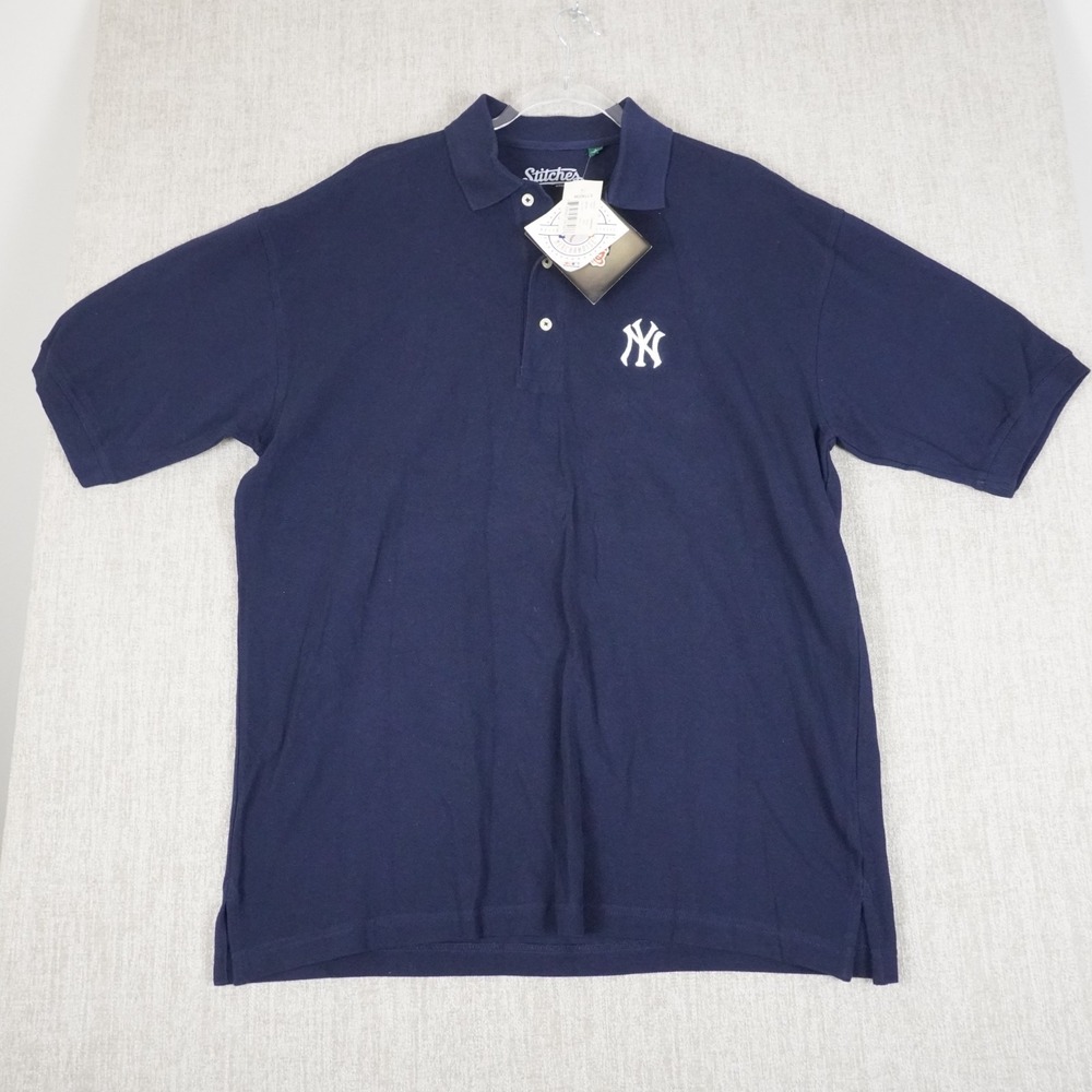New York Yankees Stitches Polo Shirt Mens Large Navy Blue MLB Baseball NWT